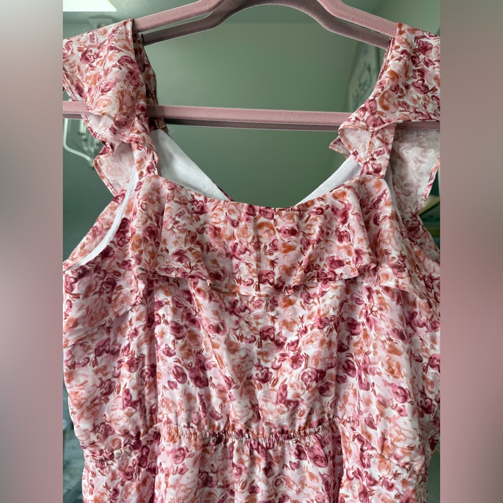 Grace Karin Pink and White Floral Flutter Sleeve Tank Top Blouse | Small | NWT - Picture 11 of 11